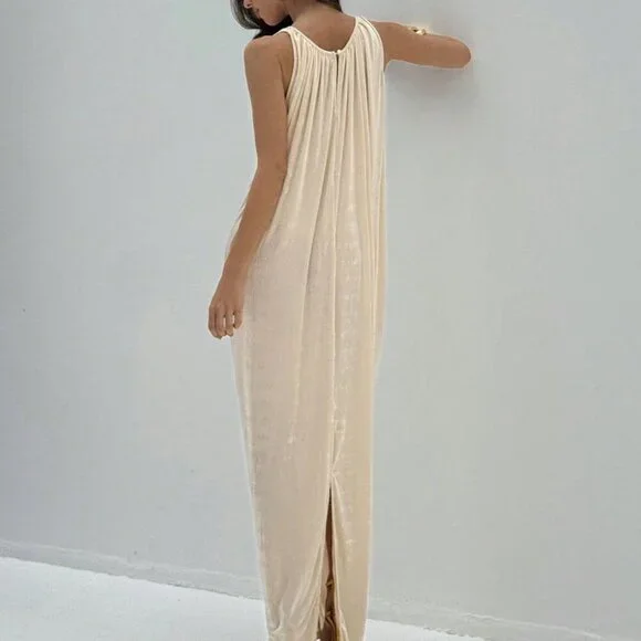 Apricot Elegant Women's Sexy Maxi Sleeveless Cutout Dress - Picture 2 of 9